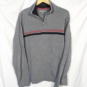 Eddie Bauer Cotton 1/4 zip pullover, Comfy, Warm, Casual, Preppy, Gray Sz XL